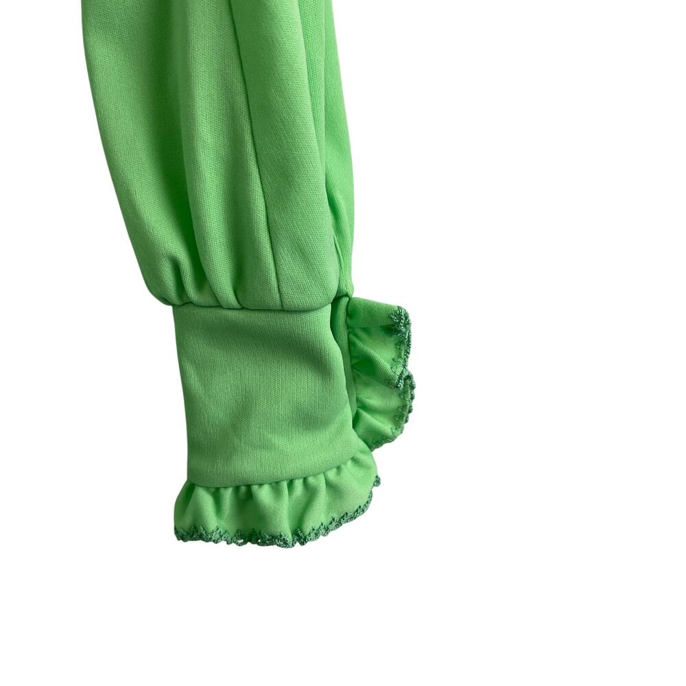 Vintage Prairie Green Ruffle 70s/ 80s Bridesmaid Maxi Dress Cottagecore Size XS - Picture 11 of 12